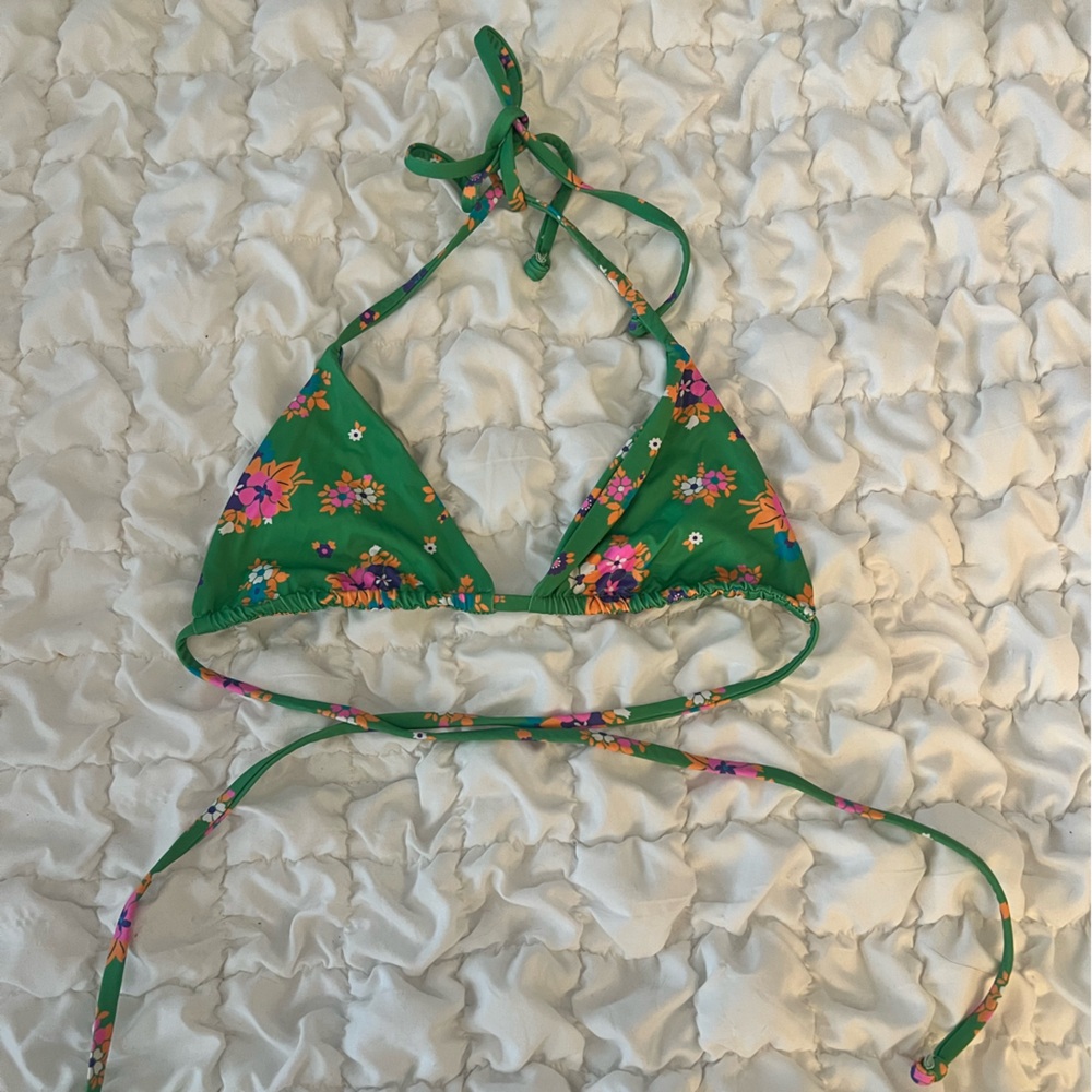 Frankie’s Bikinis Floral Green Bikini Top